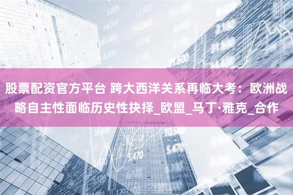 股票配资官方平台 跨大西洋关系再临大考：欧洲战略自主性面临历史性抉择_欧盟_马丁·雅克_合作